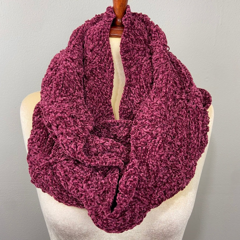 Dillard'sβ Infinity Scarf Knit Chenille Burgundy Cozy Soft Warm Winter Accessory